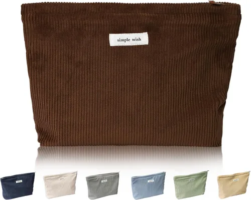 Miniatura 29 de Wudygirl Bolsa de maquillaje de lona para mujer, organizador estético de maquillaje, bolsa de maquillaje de viaje, bolsa de aseo para bolso, bolsa
