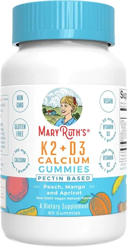 MARYRUTH'S Organics Calcio con vitamina D y vitamina K2, suministro de 2 meses, suplemento de calcio apoya la salud ósea y el apoyo de las