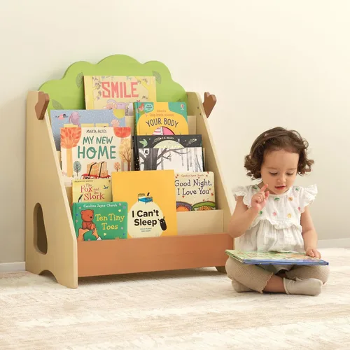 Miniatura 2 de OOOK Estantería Montessori para niños, estantería de pino de primera calidad, estantería frontal para guardería, sala de juegos, aula
