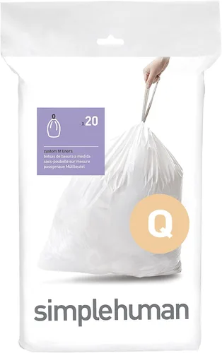 simplehuman Code Q Bolsas de basura con cordón de ajuste personalizado en paquetes dispensadores, 20 unidades, 50-65 litros/13.2-17.2 galones, color