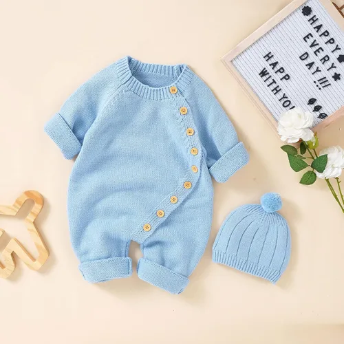 Miniatura 8 de Ursobutegl Conjunto de suéter de punto para bebé recién nacido con suéter de manga larga con gorro cálido
