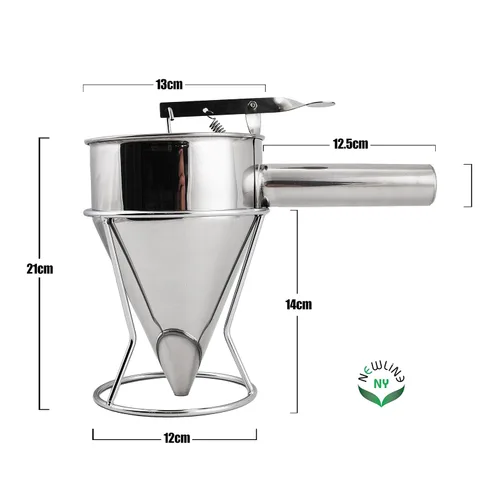 Miniatura 5 de Dispensador de embudo para hornear de acero inoxidable con soporte para panqueques Takoyaki, pasteles, pasteles, postres