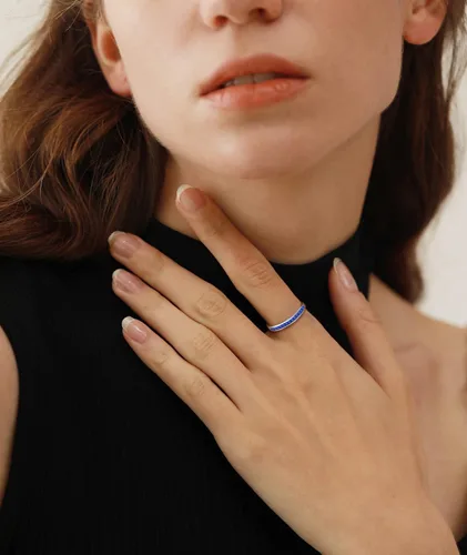 Miniatura 2 de YL Anillo apilable de plata de ley 925 con halo de piedras natales para mujeres