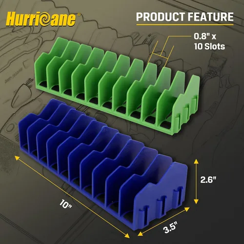 Miniatura 2 de HURRICANE Pliers Organizer Rack with Non-Slip Rubber Base, Extendable Design, Blue and Green, 2 Pack