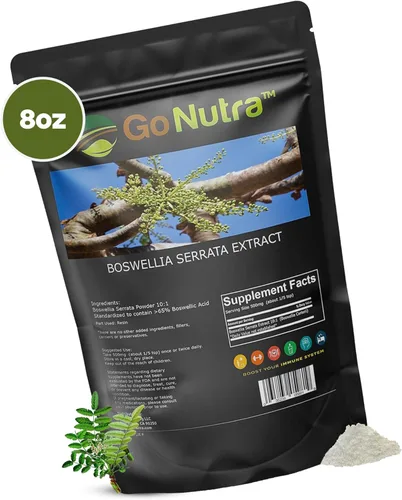 Miniatura 7 de Go Nutra Boswellia Serrata Extracto en polvo 10:1 Fuerza 65% ácido boswélico suplemento de incienso apoyo articular – 8 onzas