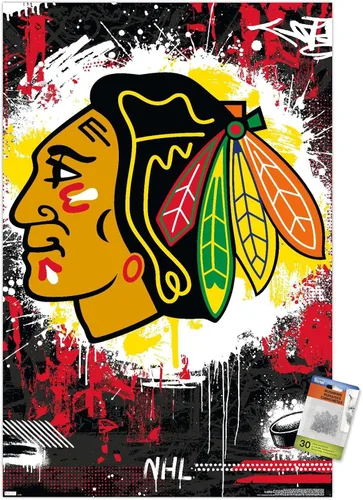 Miniatura 8 de Trends International NHL Chicago Blackhawks - Póster de pared con el logotipo Maximalist 23, 14.72 x 22.37 pulgadas, paquete de póster y alfiler