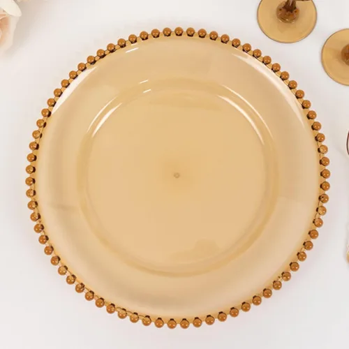 Miniatura 48 de Efavormart - Paquete de 10 platos de postre de plástico transparente rubor con borde de cuentas, platos redondos desechables para ensalada, 8