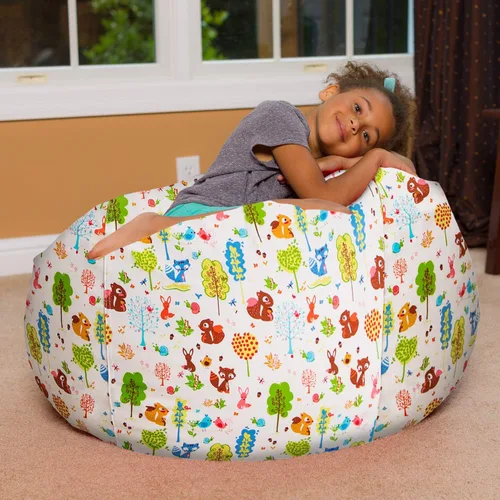 Miniatura 3 de Posh Creations Sillón puff grande de 38 pulgadas, lona con animales del bosque