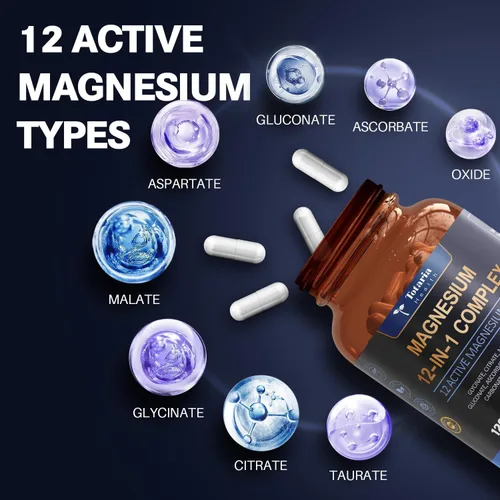 Miniatura 2 de Complejo de magnesio 700mg 12 en 1 suplemento de magnesio con glicinato, citrato, malato, óxido, taurato, aspartato, orotato de magnesio