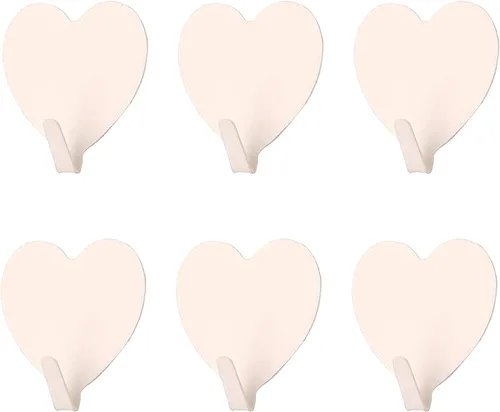 Miniatura 10 de JtmyAota Paquete de 6 ganchos decorativos de pared en forma de corazón, gancho de pared adhesivo fuerte de acero inoxidable para el hogar, cocina