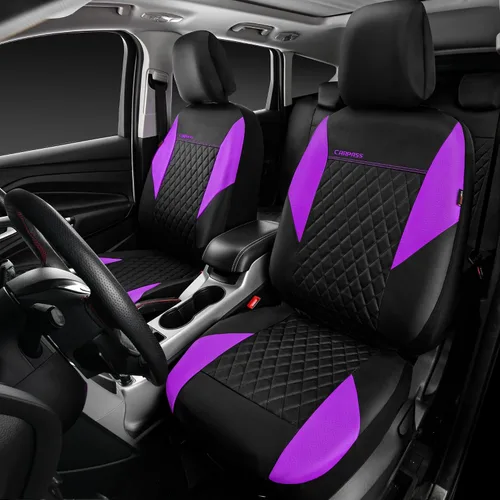 Miniatura 2 de CAR PASS Fundas de Asiento de Cuero Púrpura, Funda de Asiento de Coche Bonita con Esponja Compuesta de 5mm en el Interior, Compatible con Bolsa