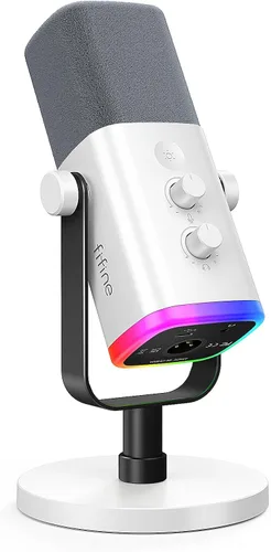 Miniatura 10 de FIFINE - Micrófono dinámico XLR/USB para podcasts, de transmisión de juegos con luz RGB, botón de silencio, conector para auriculares, soporte