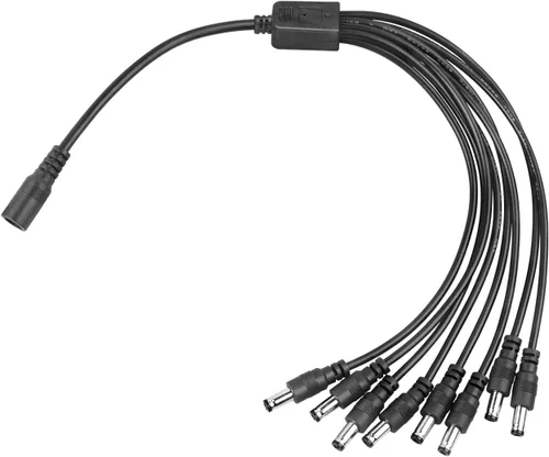 Miniatura 4 de COOLM 60W AC DC 12V 5A Adaptador de fuente de alimentación 5.5X2.0.197 in 60W Cargador con 8 vías 8 vías Cable divisor de alimentación para cámara