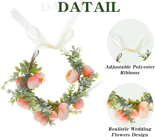 Miniatura 4 de Honoson Collar de flores de boda para perro, atuendo floral rosa, lazo de corona para mujeres, mascotas, gatos, fiesta, accesorios para fotos