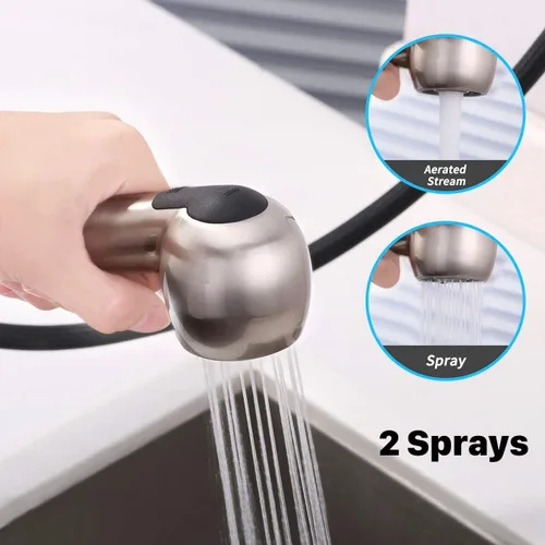Miniatura 2 de Grifo de lavabo utilitario, grifo de lavadero con rociador extraíble, grifo de plástico ABS, centro de 4 pulgadas, instalación de 3 agujeros,