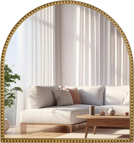 Miniatura 22 de Espejo de cuerpo completo ovalado, espejo de pie grande con marco de cuentas de metal, para colgar, espejo de vestidor para dormitorio, sala