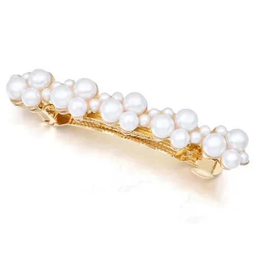Miniatura 7 de Pasadores de pelo de perlas, pinzas de cristal para el cabello, diseño francés, para novia, diamantes de imitación, elegante soporte para cola