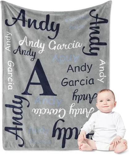 Yoke Style Mantas de bebé personalizadas para bebés niñas/niños, manta de envolver con nombre personalizado, regalos para recién nacidos, niños