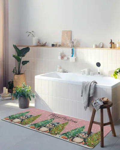 Miniatura 5 de Tapete de baño de pingüino navideño para bañera, antideslizante, de secado rápido y absorbente, tierra de diatomeas, ducha, fregadero, dormitorio