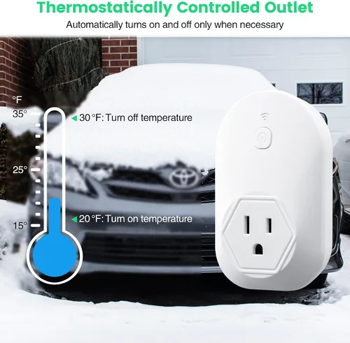 Miniatura 2 de Toma de corriente controlada termostáticamente, termostato de protección contra congelación enchufable para aplicaciones automotrices, se enciende