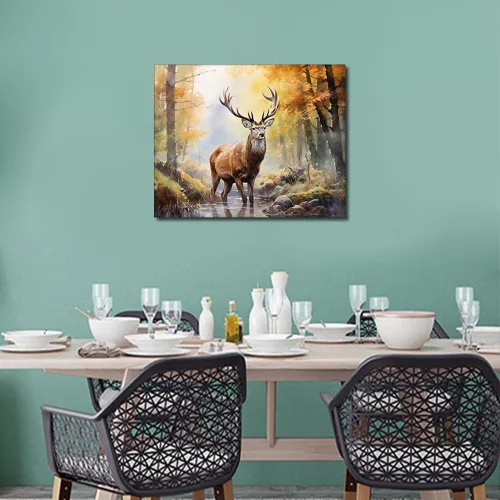 Miniatura 2 de TUMOVO Pintura de ciervos por números, pintura de flores por números para adultos, animales salvajes, pintura por números, niños sobre lienzo
