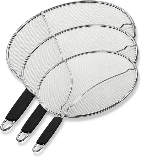 Miniatura 10 de Pantalla contra salpicaduras para sartén, protector de salpicaduras de grasa de acero inoxidable de 13 pulgadas, cubre salpicaduras de aceite cuando