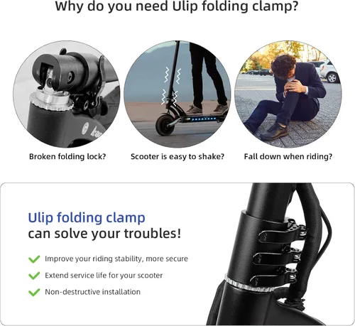 Miniatura 3 de ulip Patinetes eléctricos Abrazadera plegable Varilla vertical Piezas de bloqueo resistentes aprietan accesorios de abrazadera para Kaabo Mantis 10