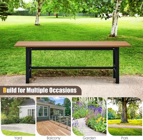 Miniatura 6 de Giantex Paquete de 2 asientos de banco para exteriores, banco de jardín sin espalda, silla exterior de 47 pulgadas resistente a la intemperie