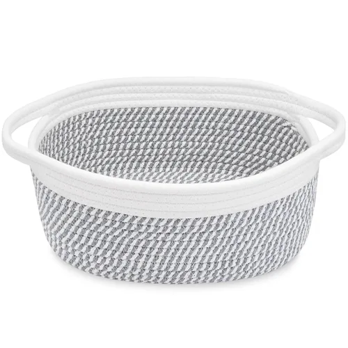 Miniatura 21 de ABenkle Cesta Pequeña con Asas - Contenedor de Almacenamiento Tejido de Cuerda Decorativo Duradero Cubo Organizador de Estante, Cesta de Regalo
