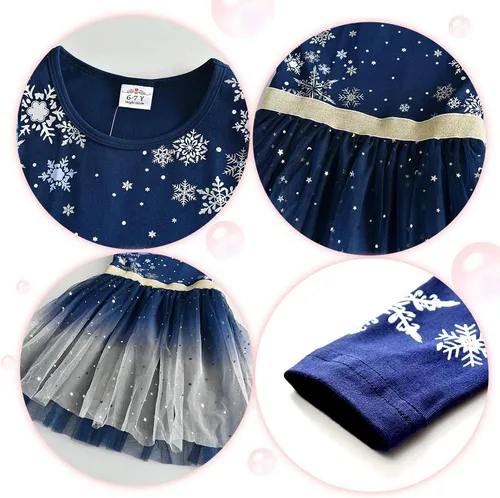 Miniatura 5 de VIKITA Vestidos de invierno para niñas de manga larga para niñas pequeñas, vestidos de tul para fiestas de 3 a 12 años
