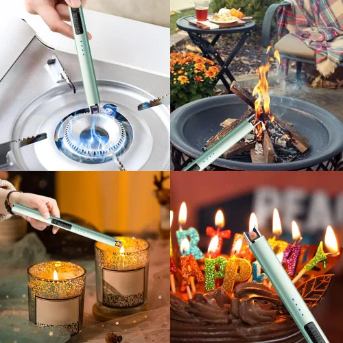 Miniatura 7 de ARECTECH Encendedor de velas eléctrico con cable tipo C, regalo de cumpleaños para hombres, mujeres, esposa, encendedores de arco de plasma Verde