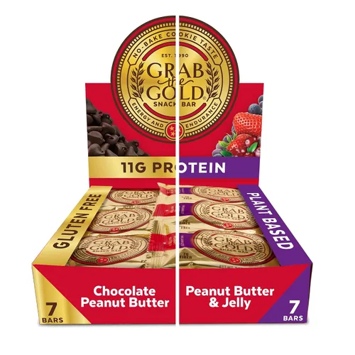 Miniatura 9 de Grab The Gold Barras de proteína de mantequilla de maní y chocolate 0.43 oz de proteína a base de plantas, avena orgánica, sin gluten, veganas