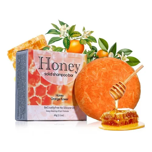 Barra de champú de miel para limpieza profunda, hidratación e hidratación del cabello seco, jabón sólido natural para cabello con extracto de miel,