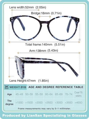 Miniatura 4 de LianSan Lentes de lectura para mujeres con lentes de bloqueo de luz azul, lectores elegantes de marco grande con bisagra de resorte para mujeres