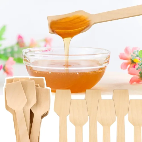 Miniatura 7 de Cucharas desechables mini de madera, cucharas de degustación, cuchara de helado, cucharas de muestreo (300, 9.53 cm)