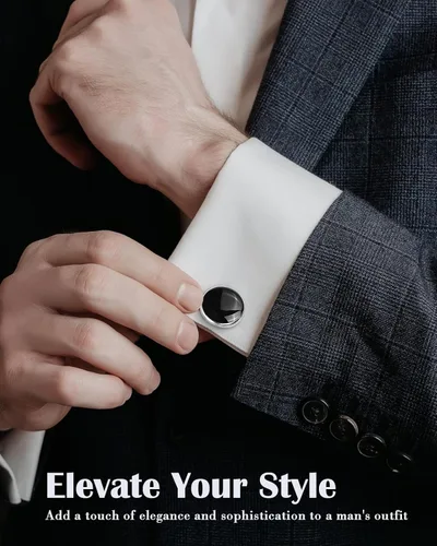 Miniatura 18 de Lictin Men's Cufflinks Cuff Links for Men, Stainless Steel Tuxedo Shirt Cuff Links Set