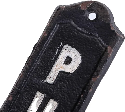 Miniatura 3 de NIKKY HOME Letrero de puerta de metal de hierro fundido, letreros verticales para tienda, hogar, cafeterías, tiendas, negocios, oficina, granja