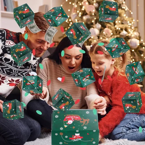Miniatura 7 de Caja de regalo explosiva sorpresa de Navidad de BABORUI para dinero, caja de regalo explosiva de Navidad con confeti, caja sorpresa desplegable