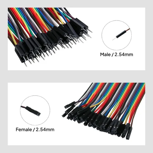 Miniatura 7 de ELEGOO 120 piezas de cables Dupont multicolor de 40 pines macho a hembra, 40 pines macho a macho, 40 pines hembra a hembra, kit de cables de puente