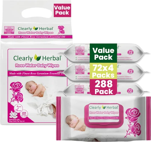 Toallitas para bebé, fórmula de agua de rosas, hechas con aceites esenciales y extractos de hierbas naturales, paquete de 288 toallitas a base de
