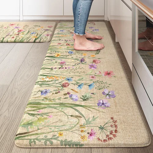 Miniatura 16 de KIMODE Tapete antifatiga para suelo de cocina, semicírculo de 18 x 28 pulgadas, de espuma viscoelástica, acolchado, antideslizante, tapetes cómodos