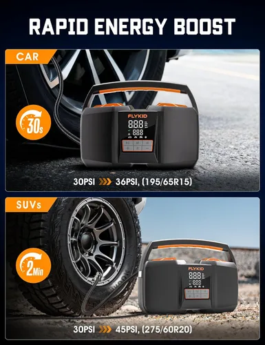 Miniatura 4 de Inflador de neumáticos, compresor de aire portátil, bomba de aire de alta resistencia de 12 V CC para neumáticos de automóvil con indicador digital