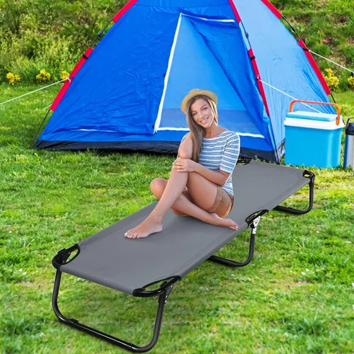 Miniatura 4 de Giantex Catre plegable de camping para adultos, cama portátil con tela Oxford 600D, marco resistente, capacidad de 350 libras, uso en 1 paso, silla