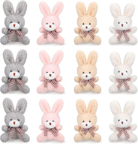 Zomiboo - 12 piezas de mini conejito de peluche de 3.2 pulgadas, lindo animal de peluche a granel, pequeños conejitos suaves, juguetes de regalo