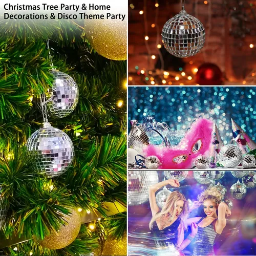 Miniatura 7 de 30 bolas de discoteca – Adornos de bola de discoteca con espejo colgante, decoración de fiesta de discoteca para despedida de soltera temática