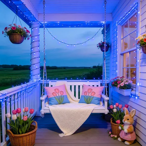 Miniatura 5 de JMEXSUSS 250 luces LED azules de Navidad: cadena de luces azules extensibles de 91.5 pies para interiores y exteriores, impermeable, con 8 modos