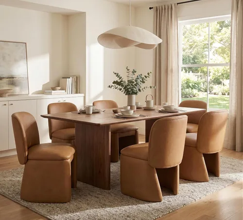 Miniatura 12 de Hyfirm Juego de 4 sillas de comedor tapizadas modernas, sillas de comedor laterales de chenilla, sillas de cocina sin brazos, sillas Parsons