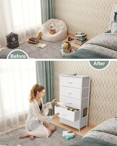 Miniatura 4 de Crestlive Products Torre alta de vestidor para dormitorio, torre de almacenamiento vertical - Cómoda ancha de tela y cajones para armario, pasillo