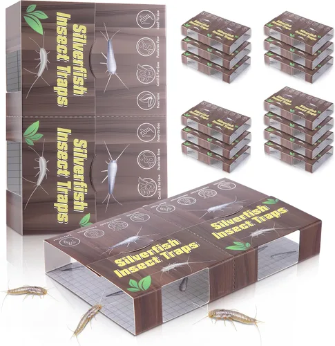 Miniatura 8 de Trampa para insectos de pez plateado, 5 hojas de trampas para peces plateados para interiores para el hogar, no tóxico para hormigas ciempiés