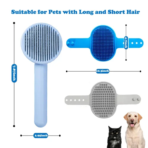 Miniatura 2 de Cepillo de aseo para gatos – Cepillo de baño de silicona para gatos y perros, cepillo de baño para perros y gatos, 3 cepillos limpiadores de pelo